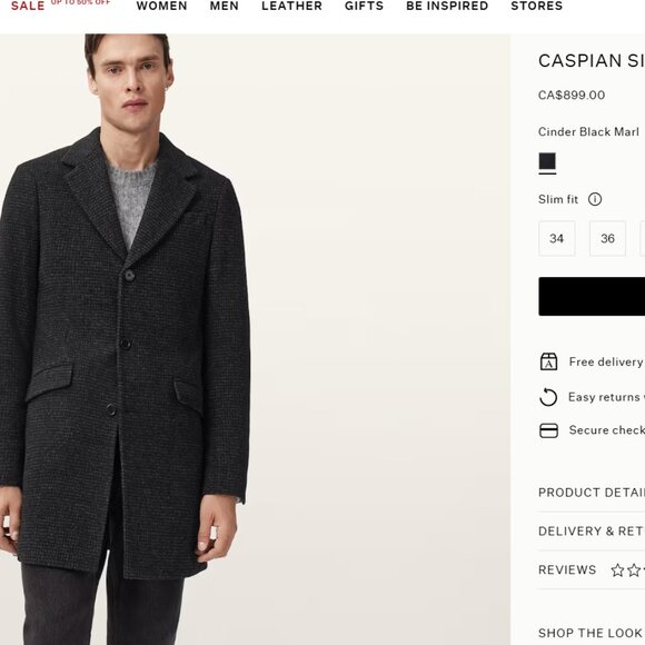 All Saints Single Breasted Coat XS - Picture 15 of 15